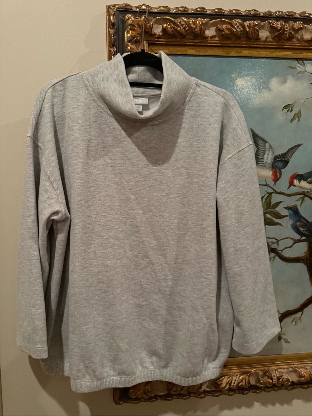 Classic Women’s Gray Mock Neck Velour Sweater